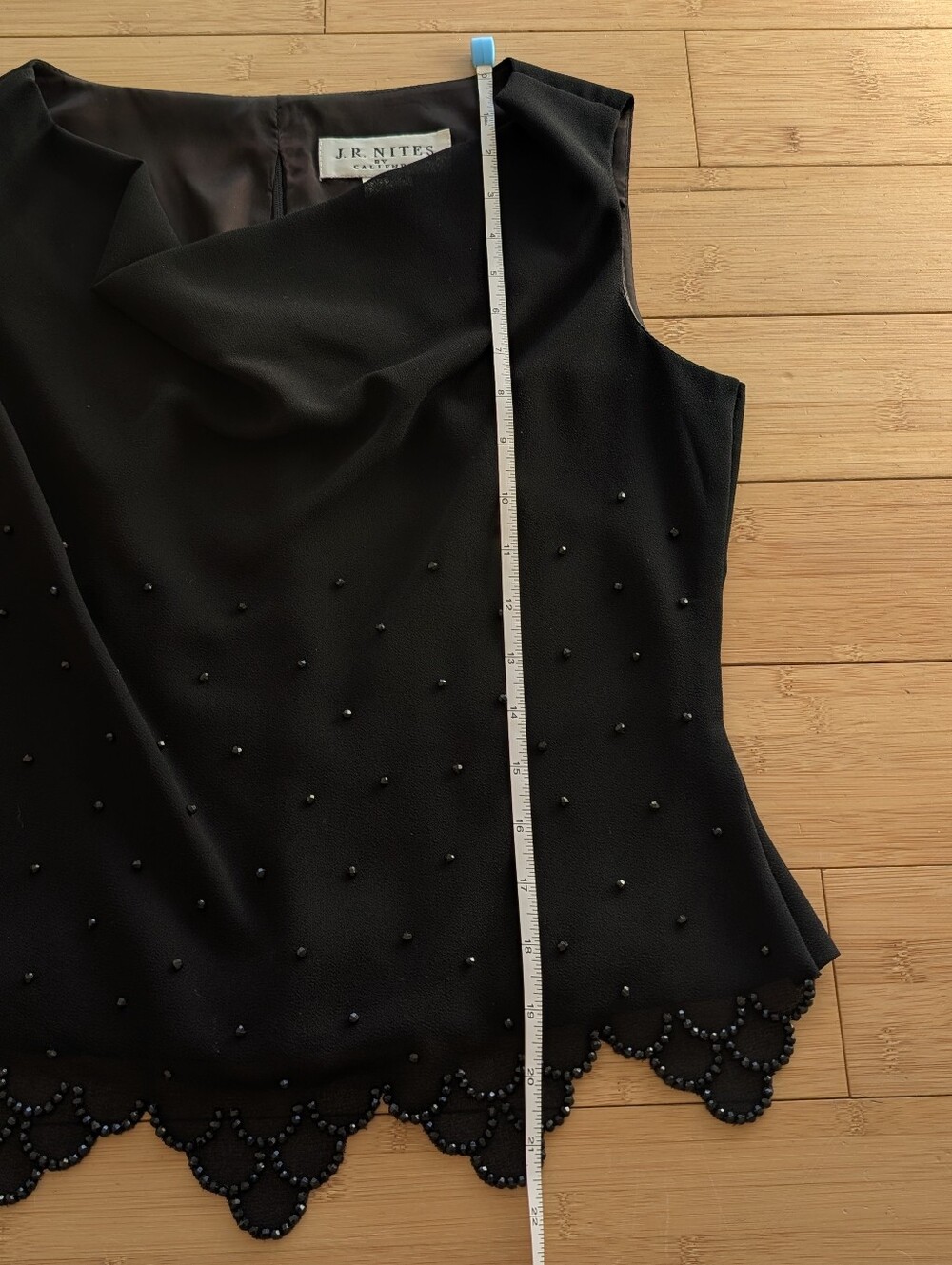 JR Nites Vintage Black Beaded Sleeveless Evening Blouse - Picture 7 of 7